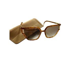 Vtg 70s Ted Lapidus Oversized Tortoise Sunglasses Paris France With Case Hippie